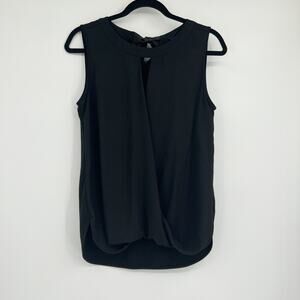 41 Hawthorn Stitch Fix Black Surplice Keyhole Front Bow Back Blouse Size Small S